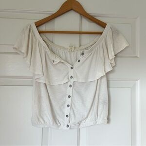 Free People We the Free white ruffle flowy top